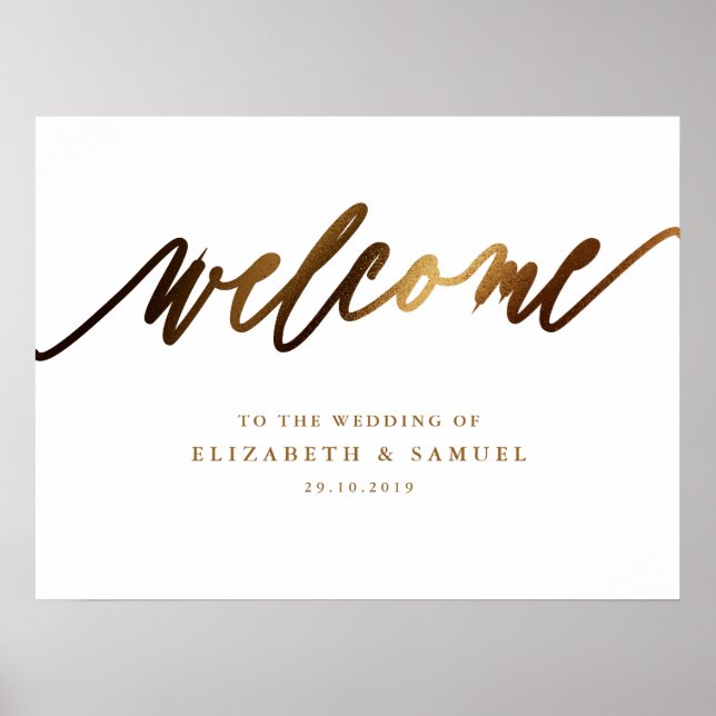 Poster de typographie de script Gold Elegant (Devant)