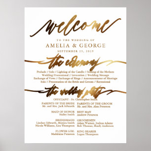 Poster de typographie de script Gold Elegant