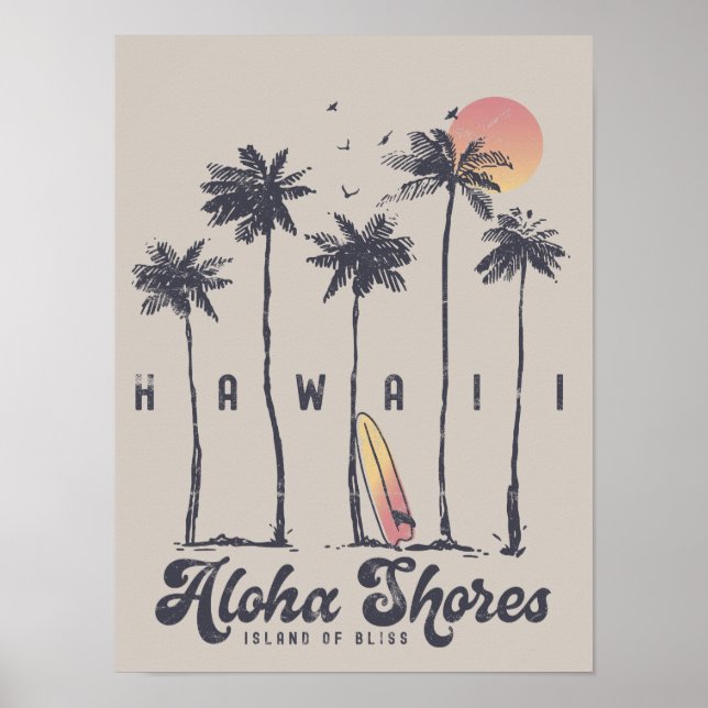 Poster de vacances d'été pour surfeurs de plage Ha (Devant)