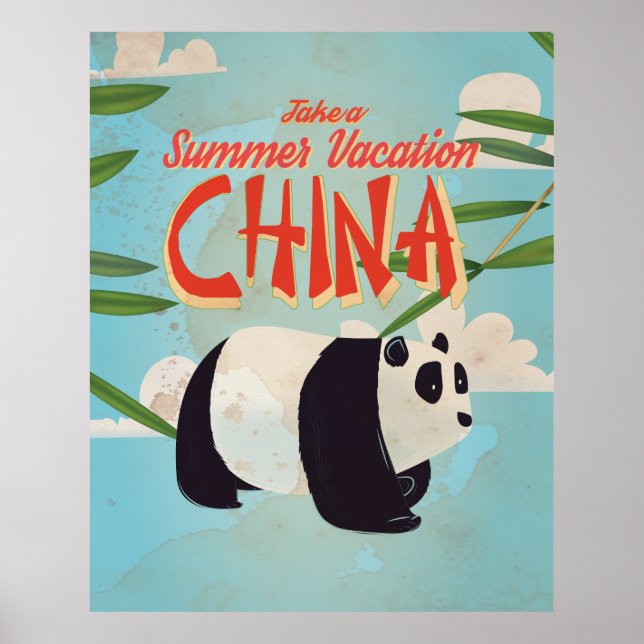 Poster de vacances Panda Chine vintage (Devant)
