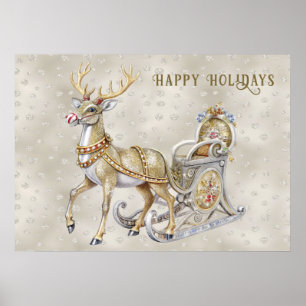 Poster de vacances Reindeer Sleigh