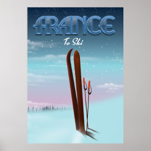poster de vacances ski France "glace"