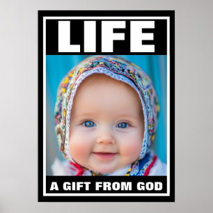 POSTER DE VIE DE FILLE DE BÉBÉ SOURIANT PRO-VIE