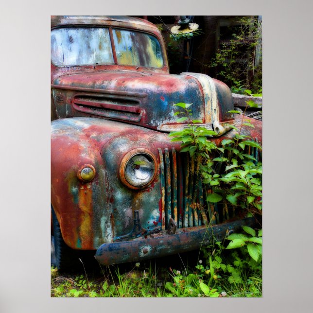 Poster de vieux camion rousty (Devant)