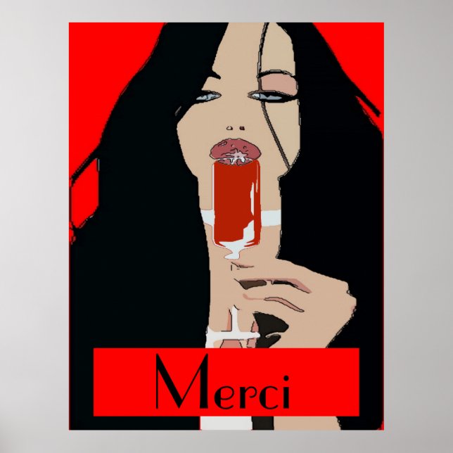 Poster de vin de style moderne, Merci, modifier le (Devant)