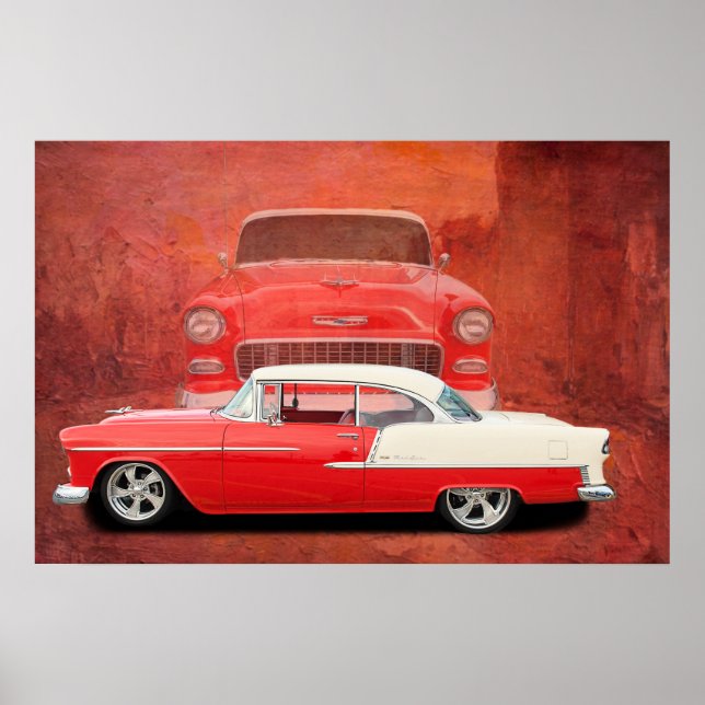Poster de voiture classique 1955 1956 Chevy 55 56 (Devant)