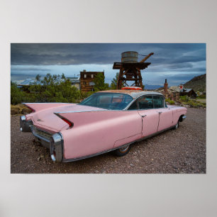 POSTER DE VOITURE CLASSIQUE ROSE
