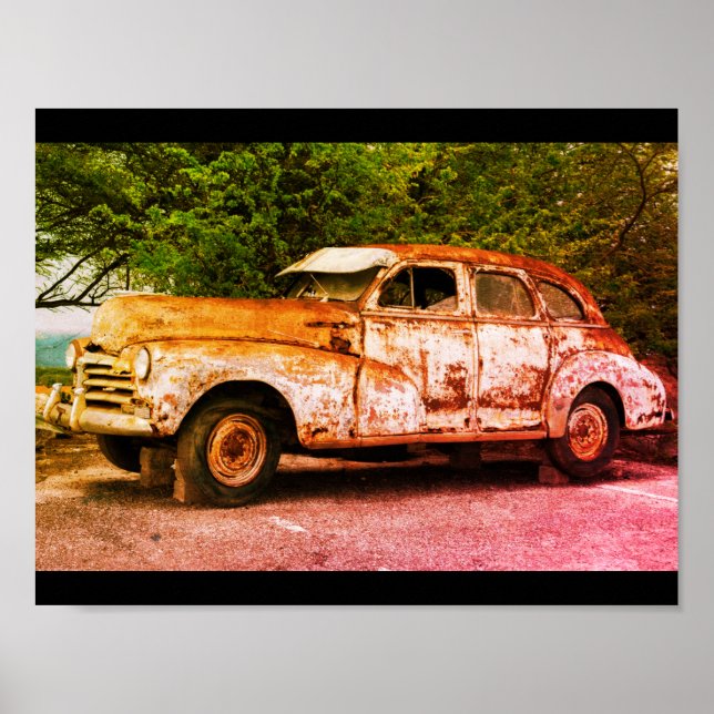 Poster de voiture classique rousty (Devant)