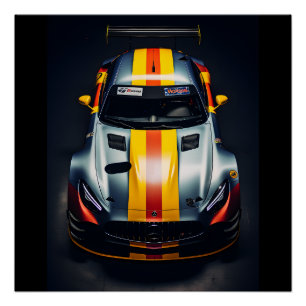 Poster de voiture de course de Matte Vibrant - Rév