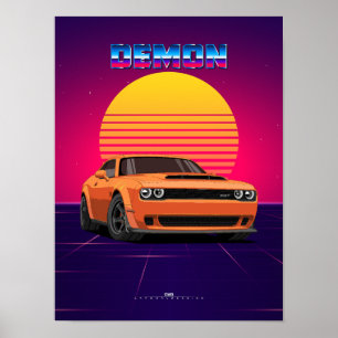 Poster de voiture Demon Muscle - Retro Style Synth