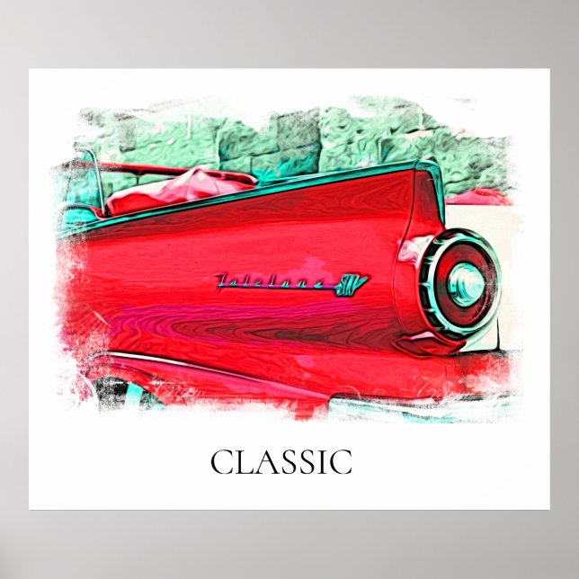 *~* Poster de voiture rouge classique Vintage (Devant)