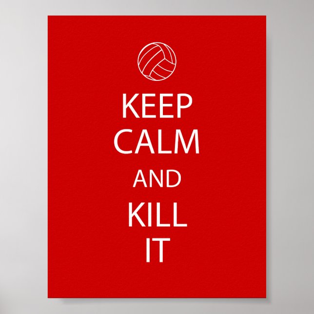 Poster de volley-ball Garder le calme en rouge (Devant)