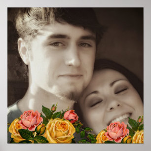 Poster de votre Mariage photo pour Roses vintages