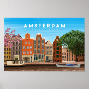poster de voyage Amsterdam Pays-Bas