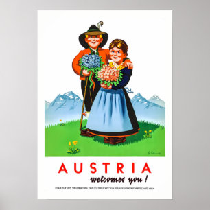Poster de voyage Autriche vintage Retro Alpine
