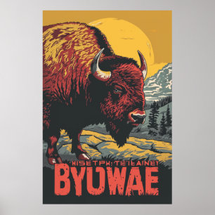 Poster de voyage Buffalo du parc national Yellowst