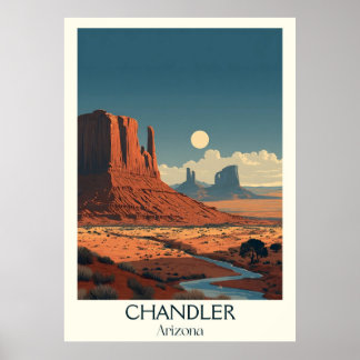 Poster de voyage Chandler Arizona Retro | Rouge vi