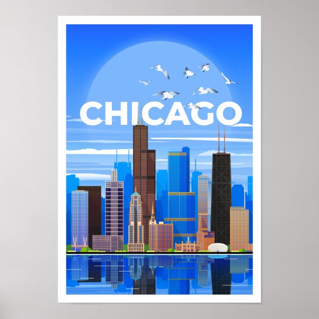 Poster de voyage de Chicago WallArt (Devant)