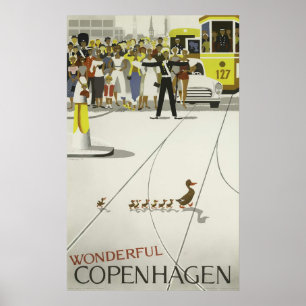 Poster de voyage de Copenhague vintage, Retro