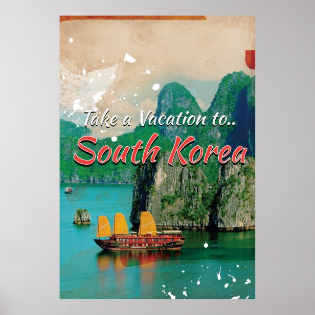 Poster de voyage de Corée du Sud vintage (Devant)