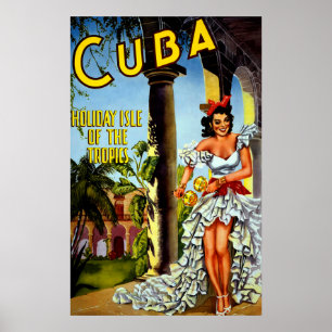 Poster de voyage de Cuba vintage - Holiday Isle Tr