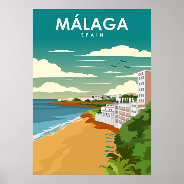 Poster de voyage de Malaga Spain Vintage Minimum R (Devant)
