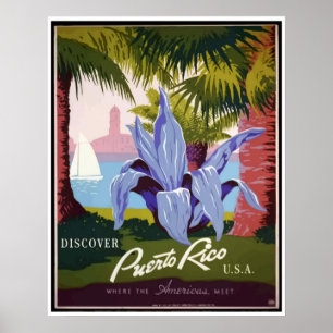 Poster de voyage de Porto Rico vintage