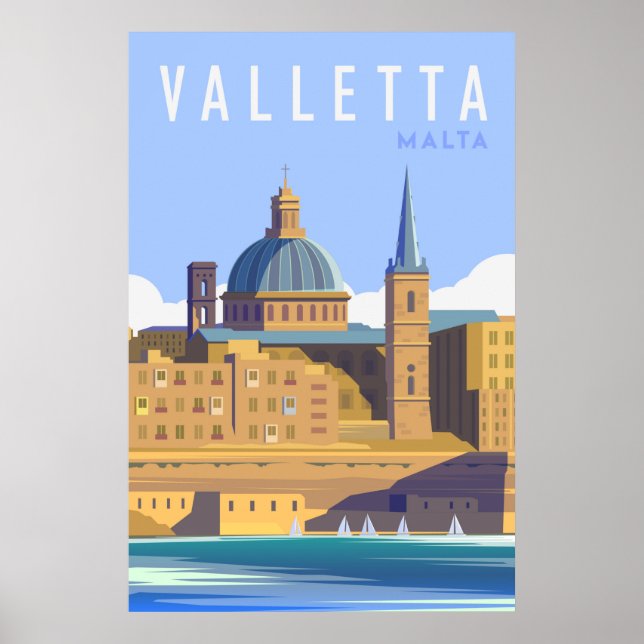 Poster de voyage de Valletta malta moderne (Devant)