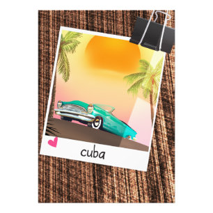 Poster de voyage de voiture cubain vintage.