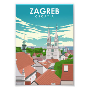 Poster de voyage de Zagreb en Europe