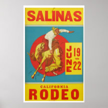 Poster de voyage du Rodéo de Californie vintage