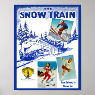 Poster de voyage du train de neige Boston & Maine
