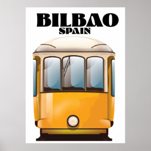 Poster de voyage en tramway Bilbao Espagne