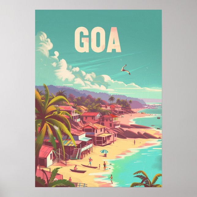 Poster de voyage Goa India Coastal Retro Art (Devant)