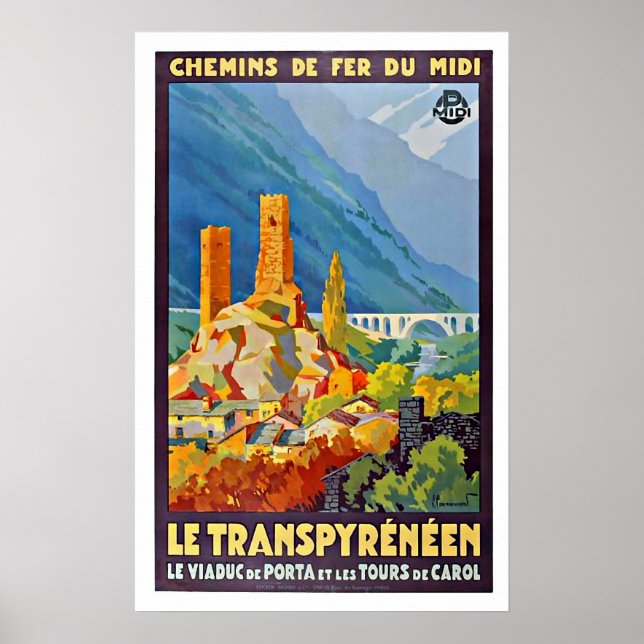 Poster de voyage Le Transpyrénéen vintage (Devant)