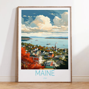 Poster de voyage Maine USA, Augusta Maine State Tr