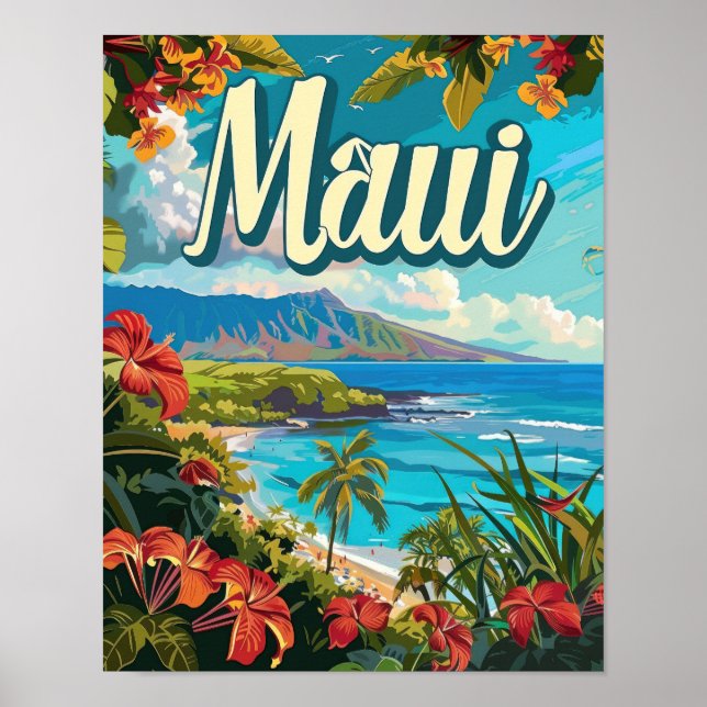 Poster de voyage Maui Hawaii Poster d'art Imprimer (Devant)
