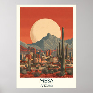 Poster de voyage Mesa Arizona Retro   Désert vinta