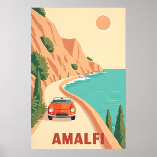 Poster de voyage minimaliste Retro Amalfi Coast It