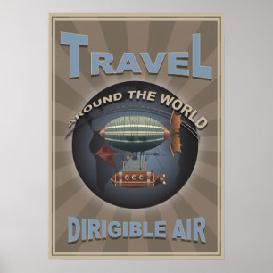 Poster de voyage mondial Air Vintage Dirigible