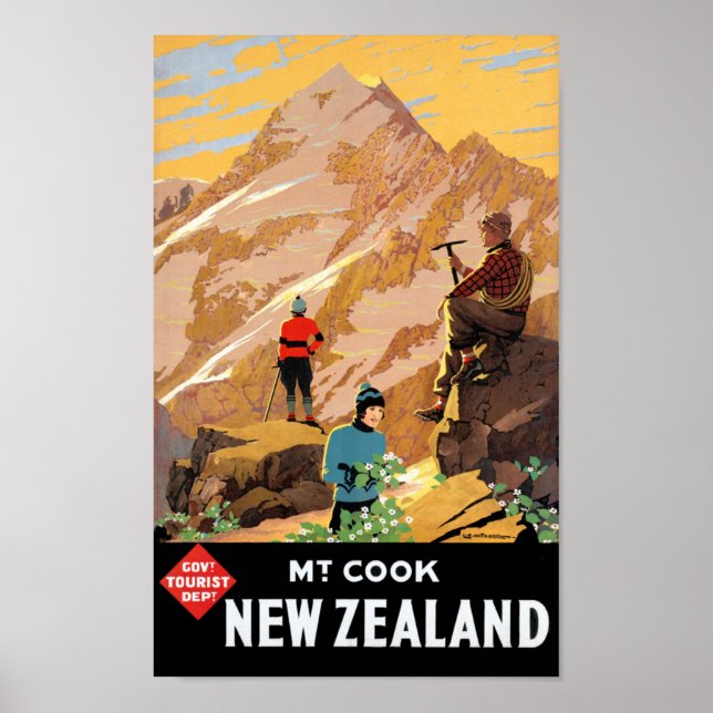 Poster de voyage Mount Cook Nouvelle-Zélande (Devant)