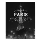 Poster de voyage Paris noir et blanc Tour Eiffel