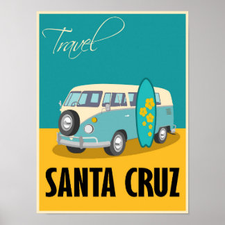 Poster de voyage père Noël Cruz California