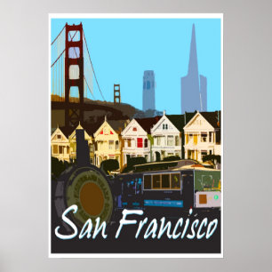 Poster de voyage San Francisco Vintage Montage