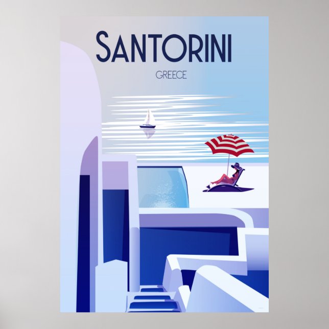 poster de voyage Santorin vintage (Devant)