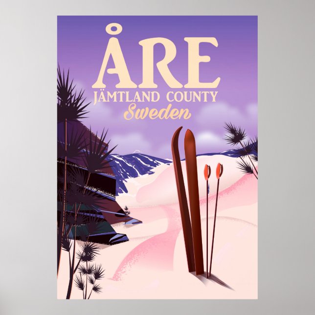 poster de voyage ski Åre Suède (Devant)