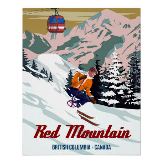 poster de voyage Ski Red Mountain resort vintage