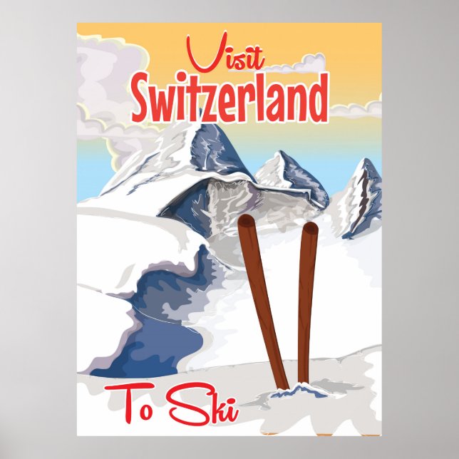 poster de voyage ski Suisse vintage (Devant)