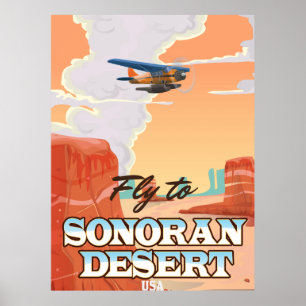Poster de voyage Sonoran Desert Cartoon.