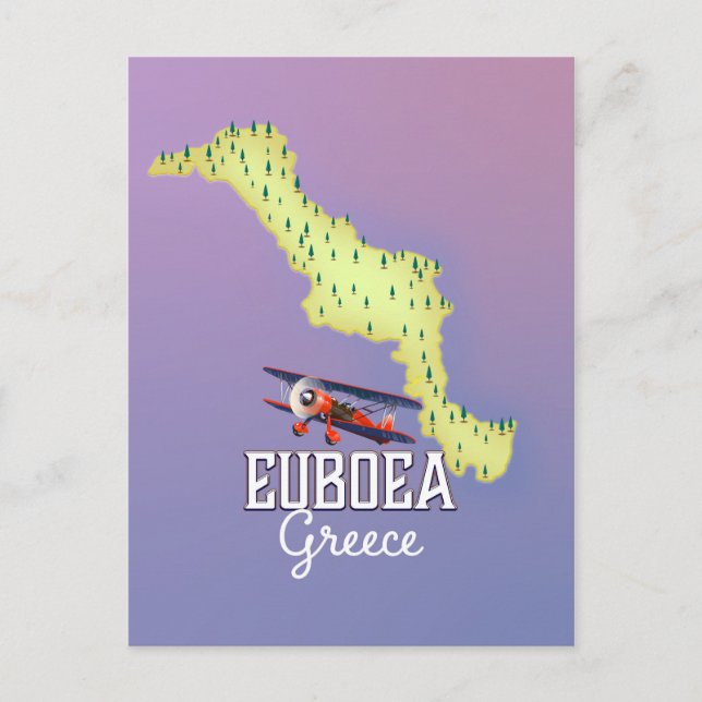 poster de voyage sur la carte Euboea Grèce (Devant)